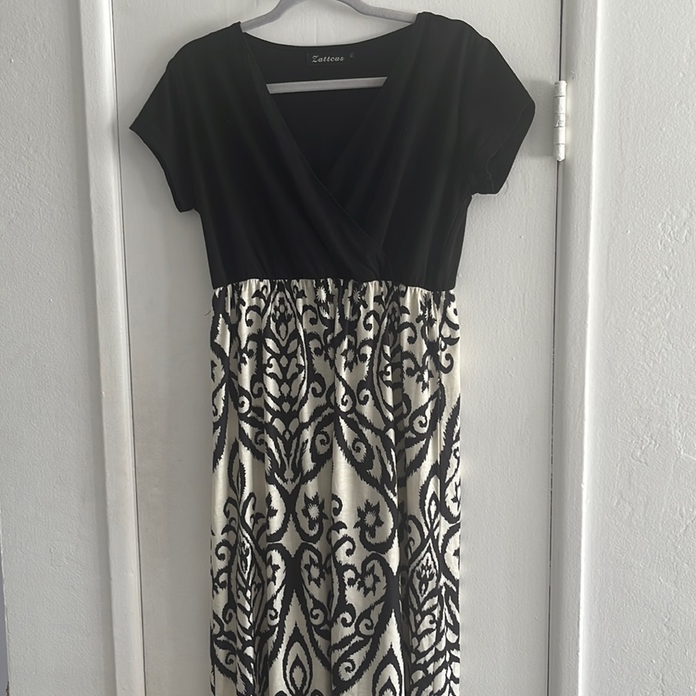 Black and cream maxi dress
